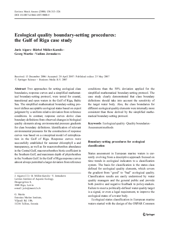 (PDF) Ecological quality boundary-setting procedures: the Gulf of Riga ...
