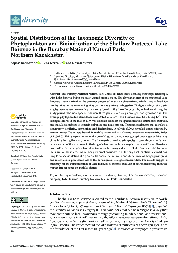 (PDF) Spatial Distribution of the Taxonomic Diversity of Phytoplankton ...