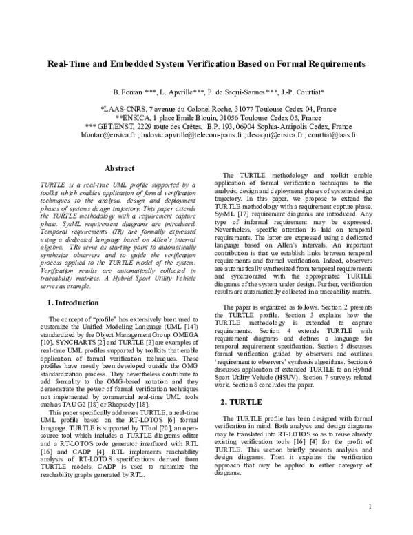 (PDF) Real-Time and Embedded System Verification Based on Formal ...