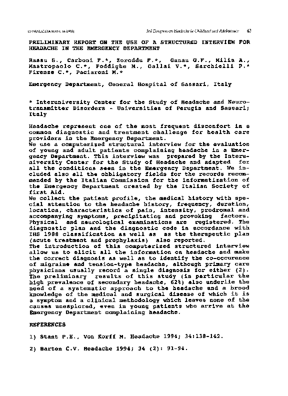 (PDF) Preliminary Report on the use of a Structured Interview for ...
