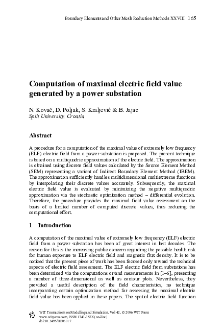 (PDF) Computation of maximal electric field value generated by a power ...