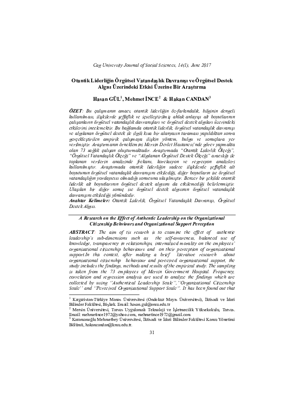 (PDF) A Research on the Effect of Authentic Leadership on the ...