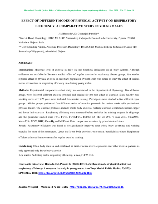 (PDF) Effect of Different Modes of Physical Activity on Respiratory ...