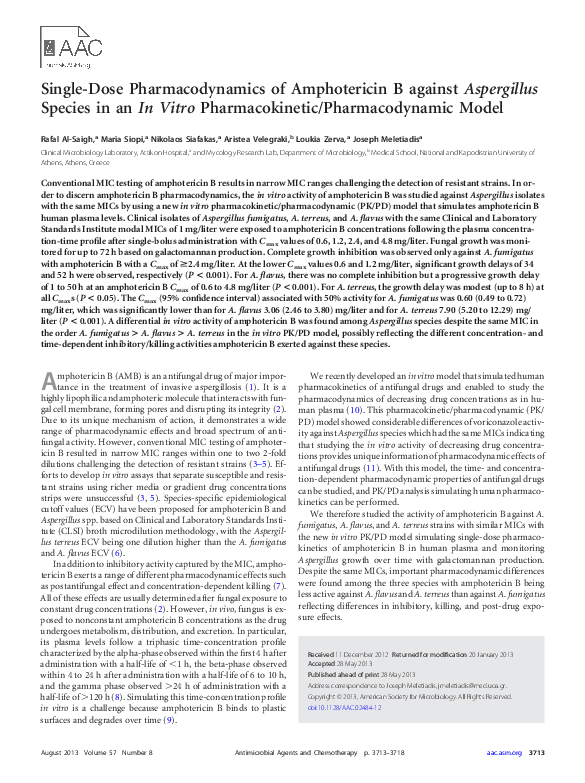 (PDF) Single-Dose Pharmacodynamics of Amphotericin B against ...