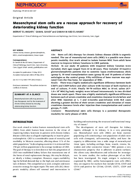 (PDF) Mesenchymal stem cells are a rescue approach for recovery of ...