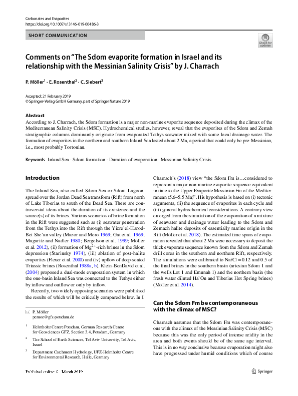 (PDF) Comments on “The Sdom evaporite formation in Israel and its ...