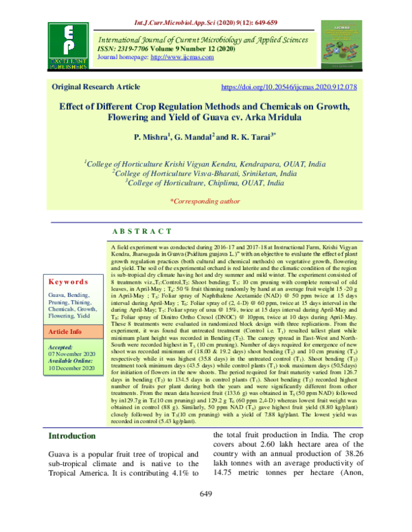 (PDF) Effect of Different Crop Regulation Methods and Chemicals on ...