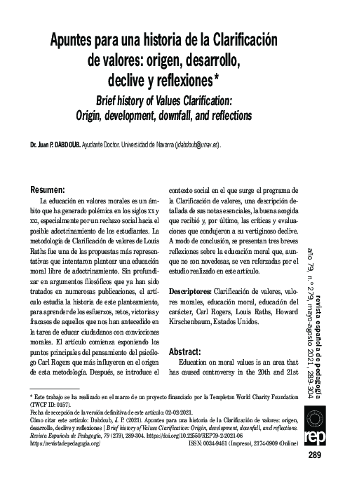 (PDF) Apuntes para una historia de la Clarificación de valores: origen ...