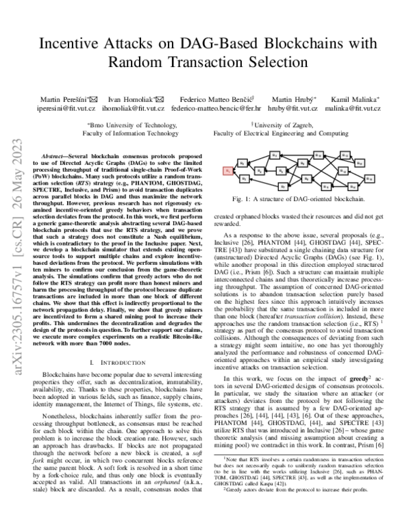 (PDF) Incentive Attacks on DAG-Based Blockchains with Random ...