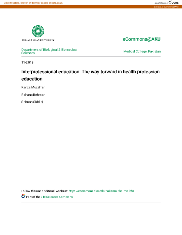 (PDF) Interprofessional Education: The Way Forward in Health Profession ...