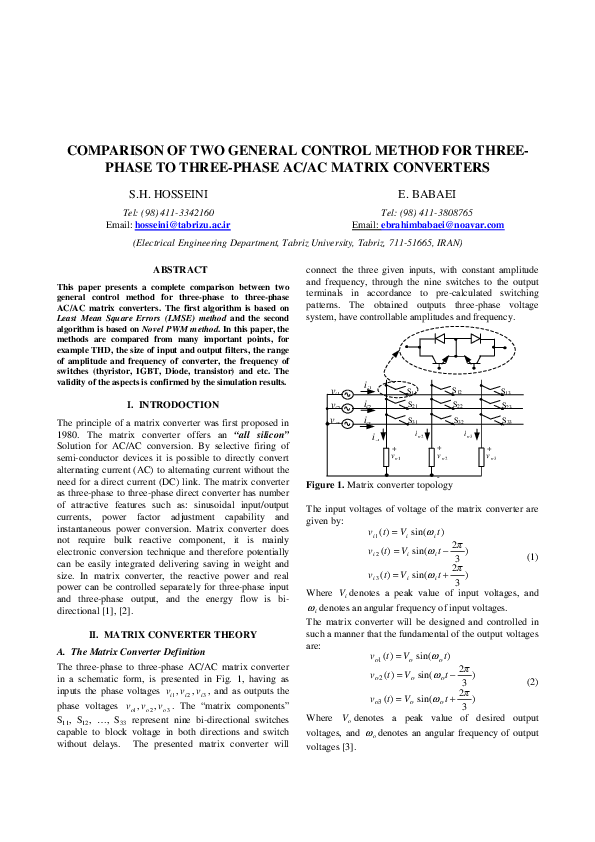 (PDF) Comparison of two general control method for three-phase to three ...