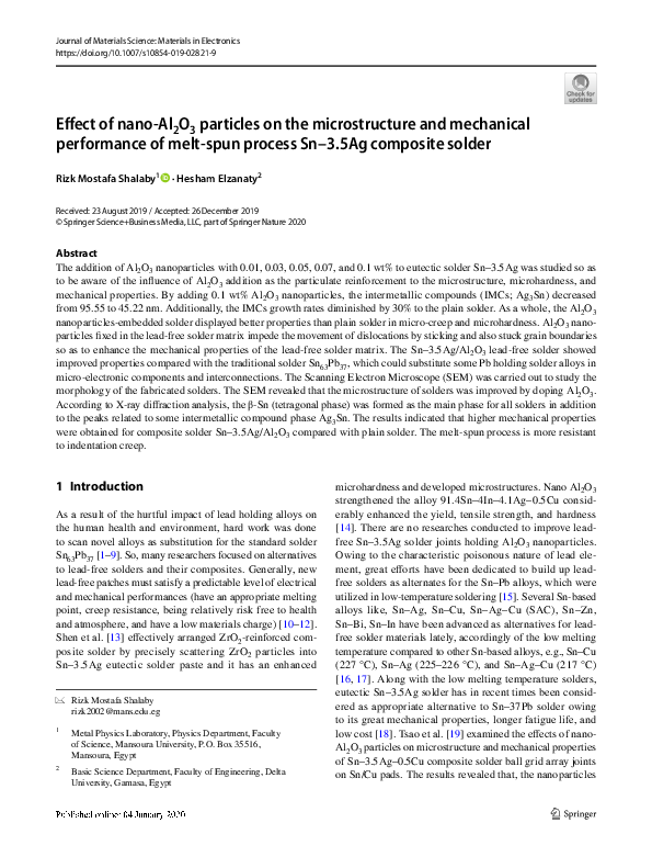 (PDF) Effect of nano-Al2O3 particles on the microstructure and ...