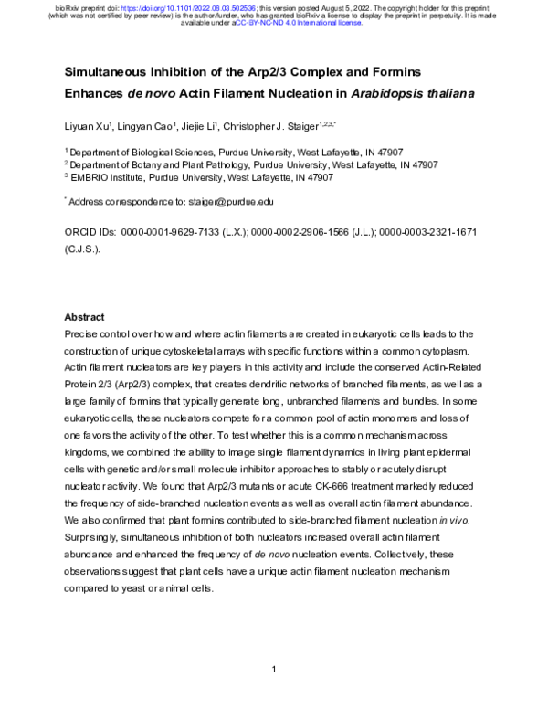 (PDF) Simultaneous inhibition of the Arp2/3 complex and formins ...
