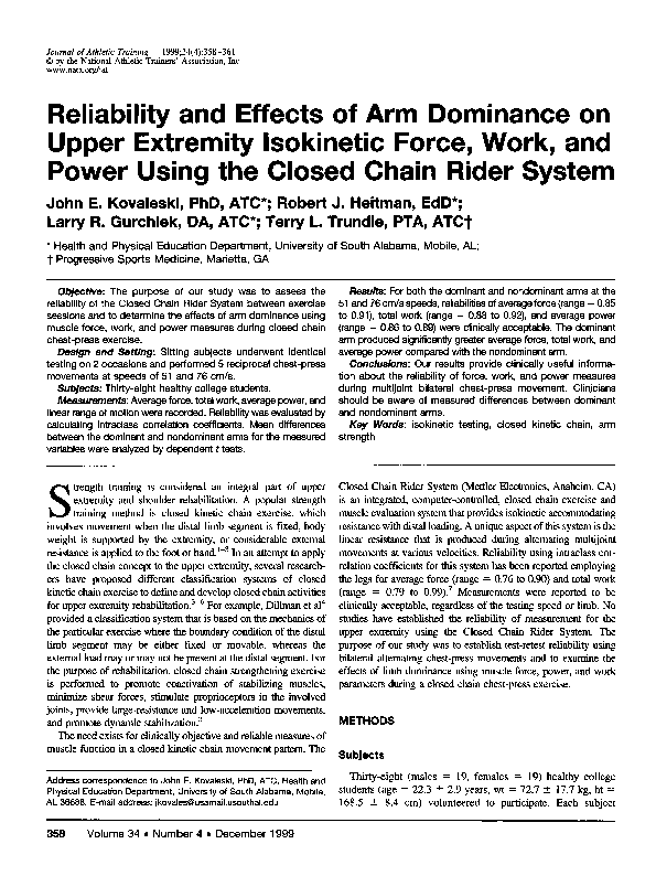 (PDF) Reliability and effects of arm dominance on upper extremity ...