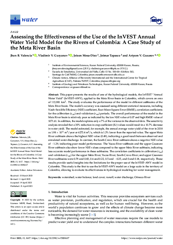(PDF) Assessing the Effectiveness of the Use of the InVEST Annual Water ...