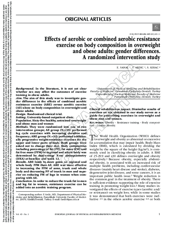 (PDF) Effects of aerobic or combined aerobic resistance exercise on ...
