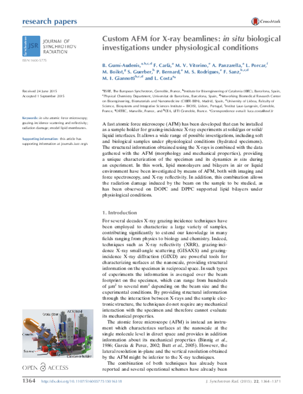 (PDF) Custom AFM for X-ray beamlines:in situbiological investigations ...