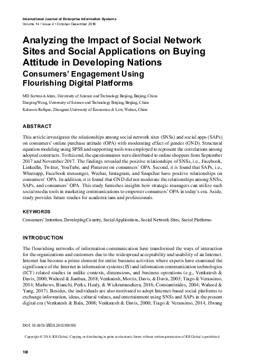 (PDF) Analyzing the Impact of Social Network Sites and Social ...