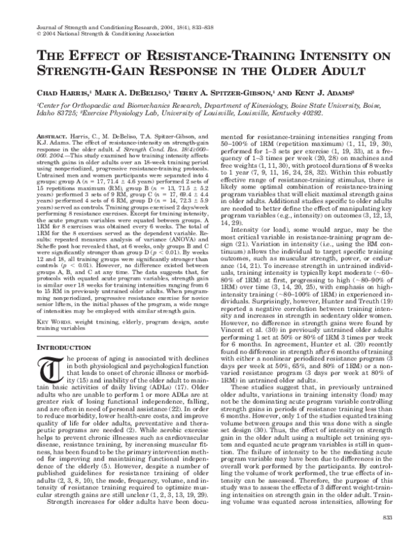 (PDF) The Effect of Resistance Training Intensity on Strength Gain ...
