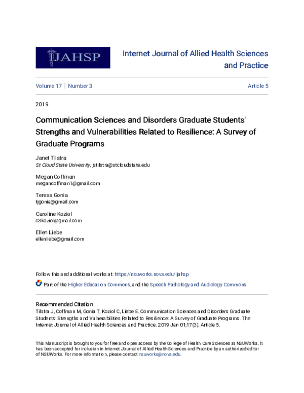 (PDF) Communication Sciences and Disorders Graduate Students' Strengths ...