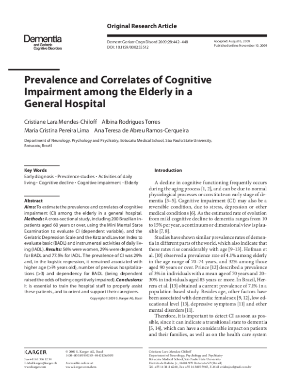 (PDF) Prevalence and Correlates of Cognitive Impairment among the ...