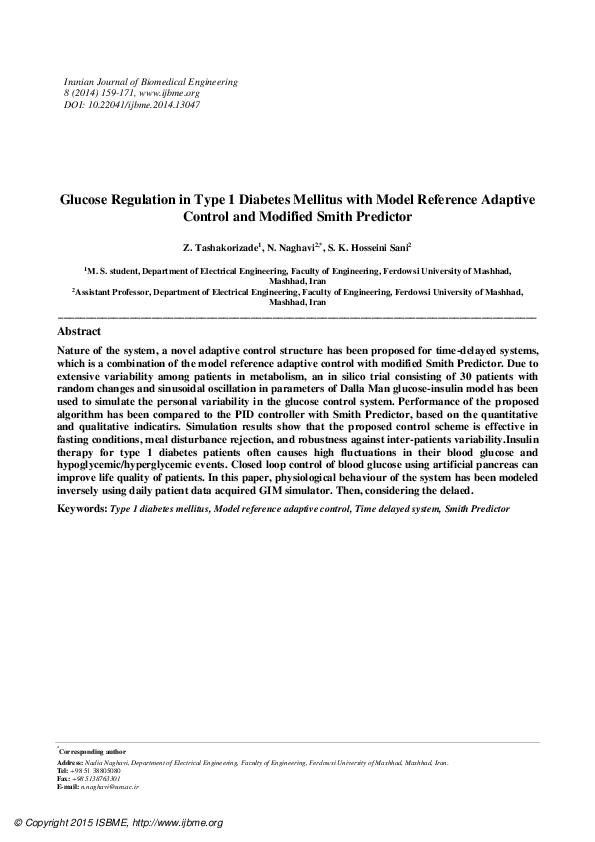 (PDF) Model Reference Adaptive Control on Glucose for the Treatment of ...