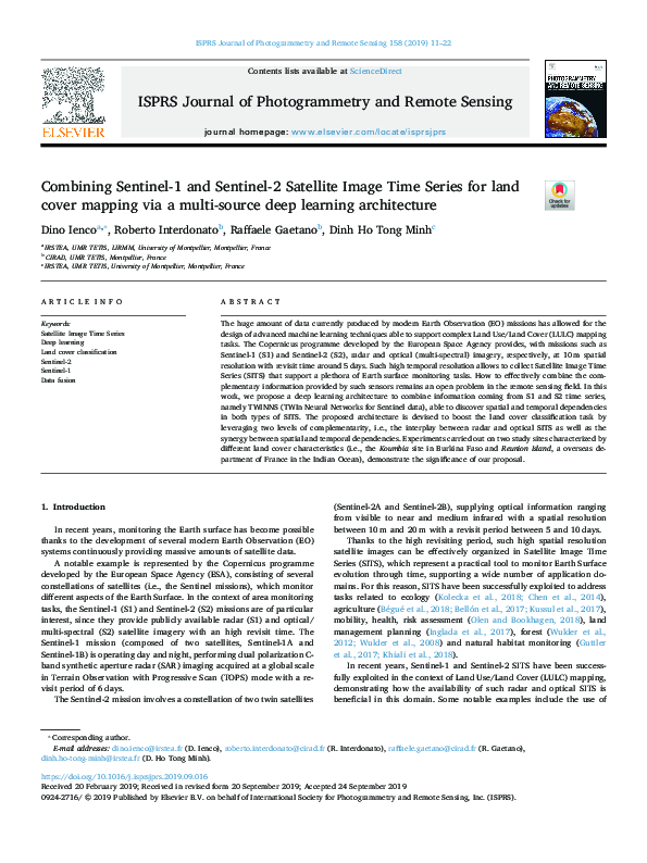 (PDF) Combining Sentinel-1 and Sentinel-2 Satellite Image Time Series ...
