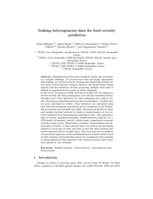 (PDF) Linking Heterogeneous Data for Food Security Prediction