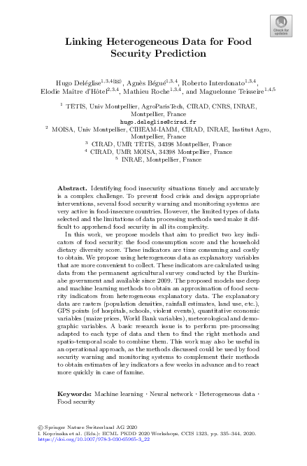 (PDF) Linking Heterogeneous Data for Food Security Prediction