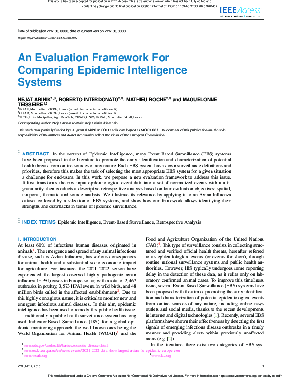 (PDF) An Evaluation Framework For Comparing Epidemic Intelligence Systems