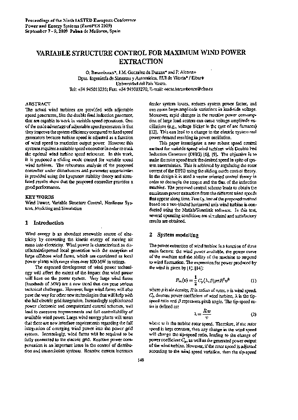 (PDF) Variable structure control for maximum wind power extraction