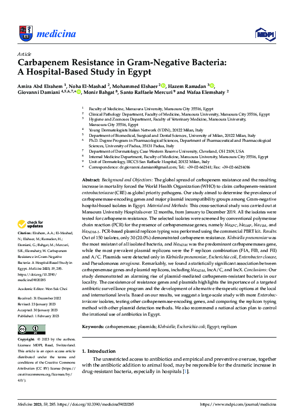 (PDF) Carbapenem Resistance in Gram-Negative Bacteria: A Hospital-Based ...