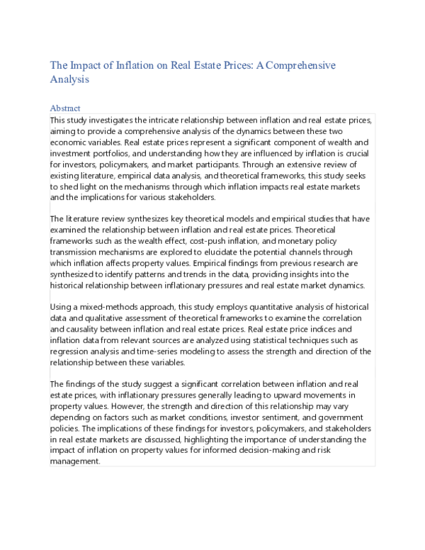 (DOC) The Impact of Inflation on Real Estate Prices: A Comprehensive ...