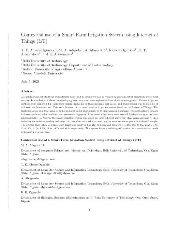 (PDF) Contextual use of a Smart Farm Irrigation System using Internet ...