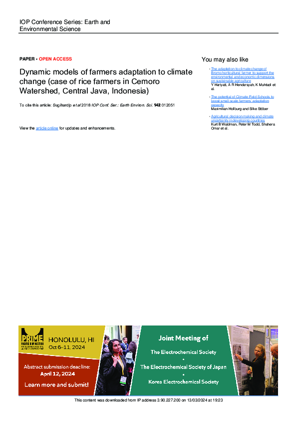 (PDF) Dynamic models of farmers adaptation to climate change (case of ...