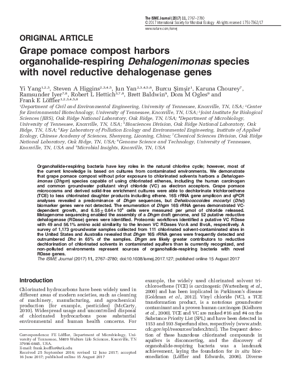 (PDF) Grape pomace compost harbors organohalide-respiring ...