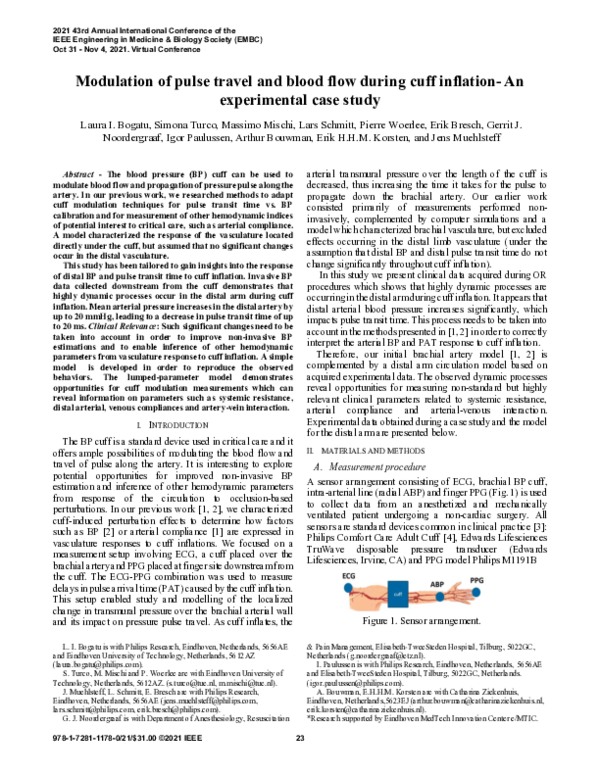 Modulation of pulse travel and blood flow during cuff inflation- An experimental case study