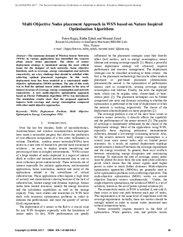 (PDF) Multi Objective Nodes placement Approach in WSN based on Nature ...