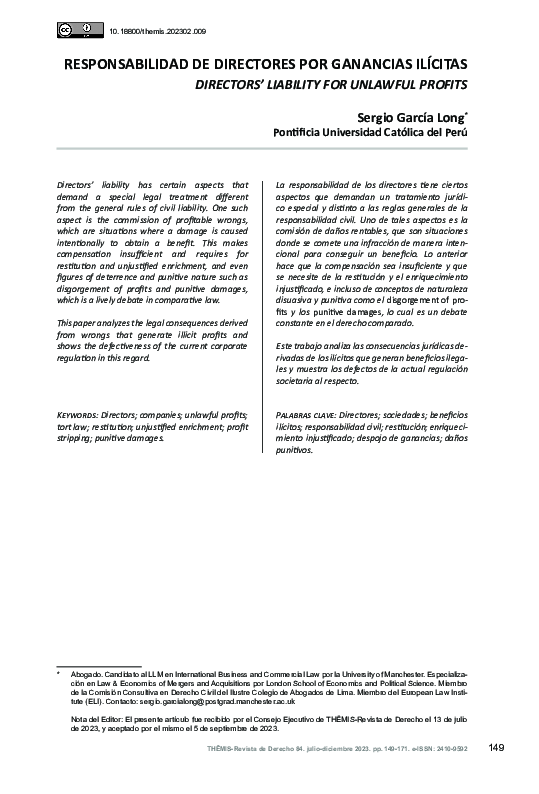 Responsabilidad de directores por ganancias ilícitas