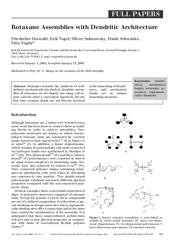 (PDF) Rotaxane Assemblies with Dendritic Architecture