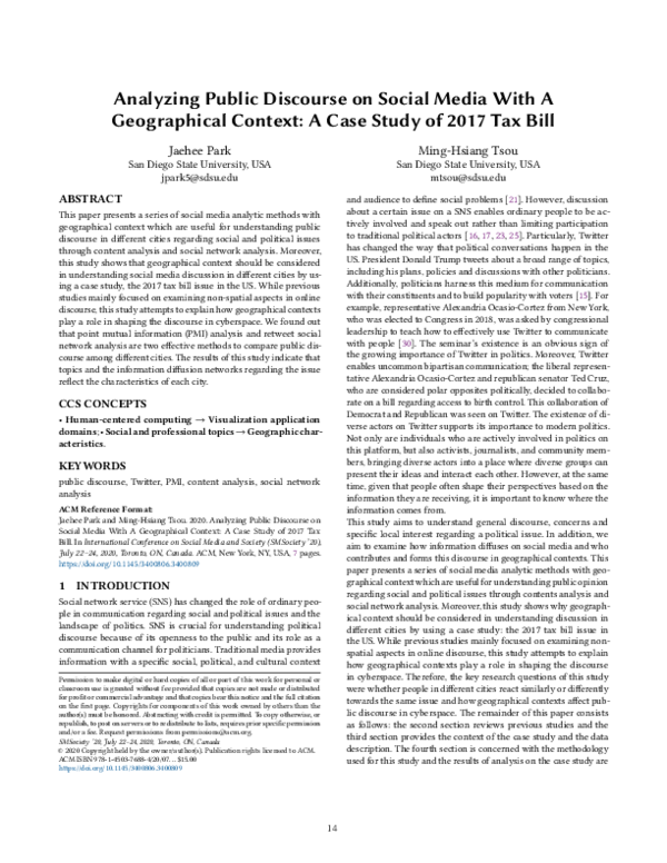 (PDF) Analyzing Public Discourse on Social Media With A Geographical ...