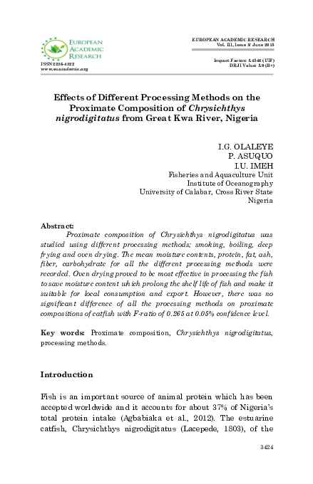 (PDF) Effects of Different Processing Methods on the Proximate ...