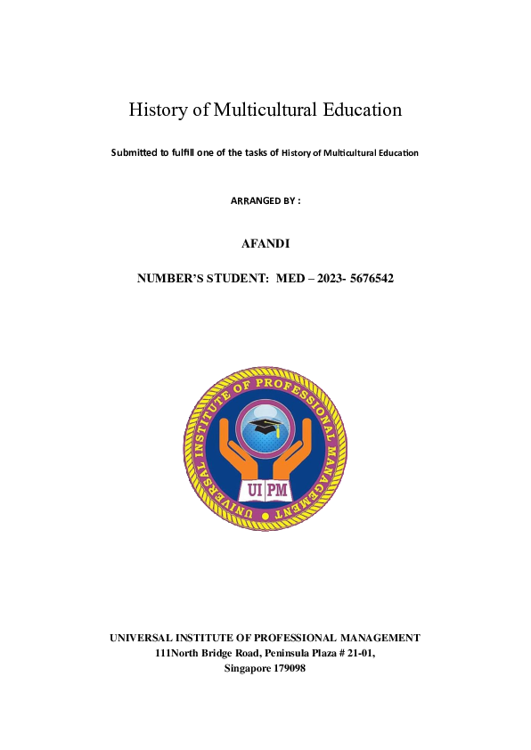 (PDF) History of Multicultural Education