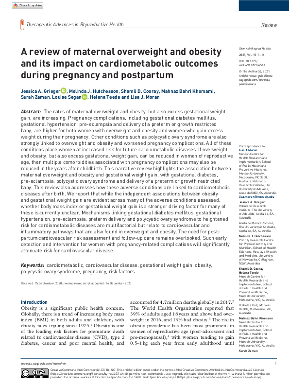 (PDF) A review of maternal overweight and obesity and its impact on ...