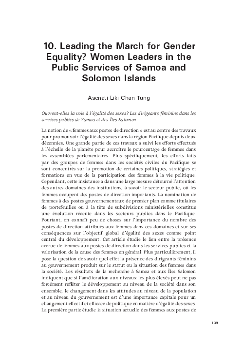 (PDF) Leading the March for Gender Equality? Women Leaders in the ...
