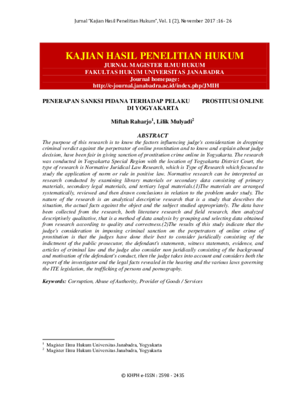(PDF) Penerapan Sanksi Pidana Terhadap Pelaku Prostitusi Online DI ...