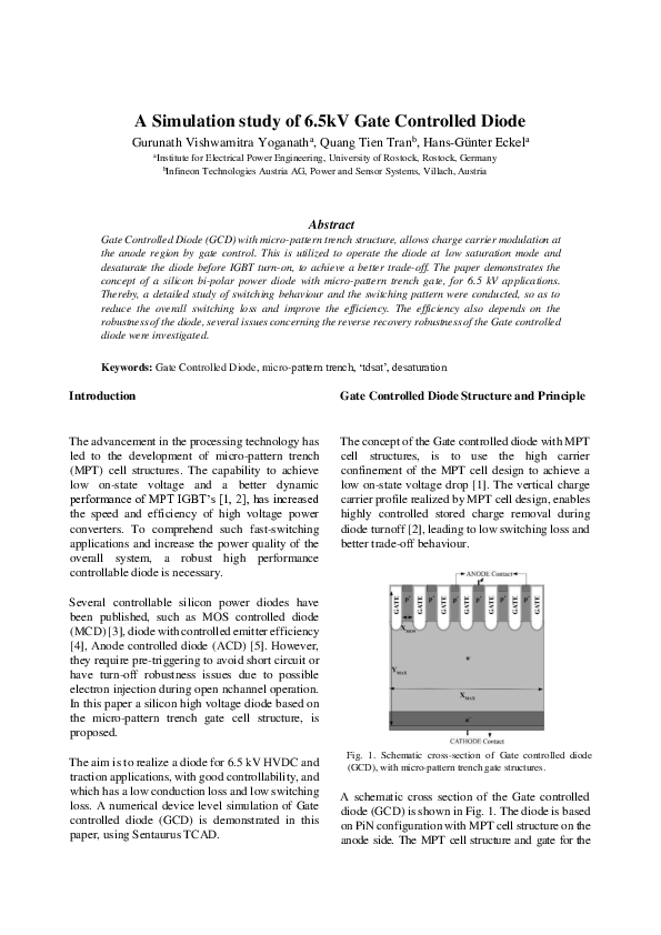 (PDF) A Simulation study of 6.5kV Gate Controlled Diode