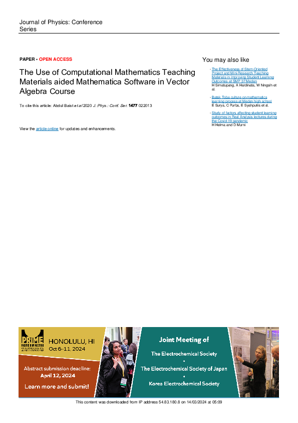 (PDF) The Use of Computational Mathematics Teaching Materials aided ...