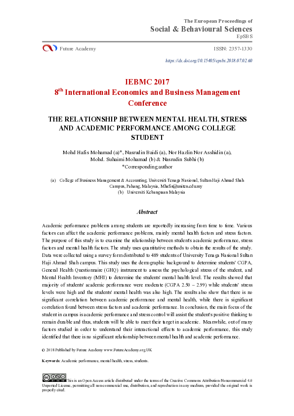 (PDF) The Relationship Between Mental Health, Stress And Academic ...