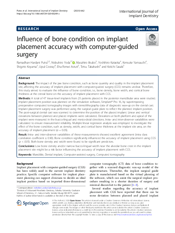 (PDF) Influence of bone condition on implant placement accuracy with ...